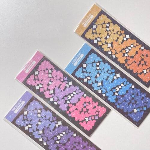 Ins Color Flame Cloud Cute Stickers Laser Blingbling Diy Collage Star Photo Card Paster Stationery Creative Decorative Sticker