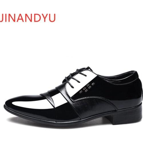 Plus Size Dress Patent Leather Shoes for Men Classic Black Office Formal Shoes Man Fashion Wedding Shoes Leather Elegant Lace Up
