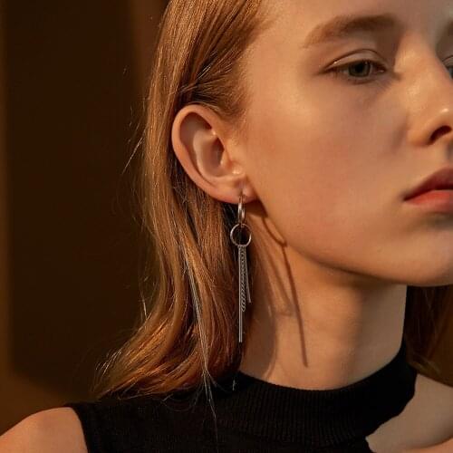 Retro Simple Punk Style Metal Long Chain Tassel Ear Clip Hip-hop Rock Stud Earrings Chain Tassel Earrings Men Women Jewelry Gift
