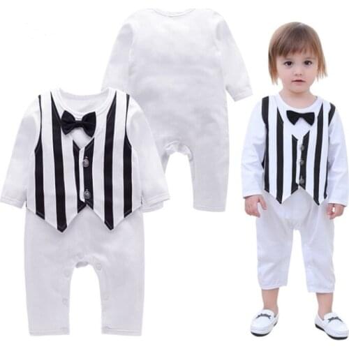 2020 New Arrival Handsome Strip Style Long Sleeves False Two Pieces Baby Boys Jumpsuits/Baby Romper/Kids Clothes 3069