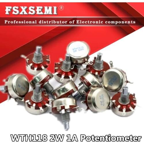 2pcs WTH118 DIY Kit Parts 2W 1A Potentiometer WTH118-1A 2W 470R 1K 2.2K 4.7K 10K 22K 47K 100K 470K 500K 560K 1M
