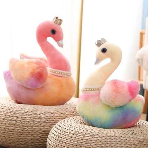 Creative Swan Plush Stuffed Doll Fabric Family Bedroom Childrens Room Decoration Toys Ornaments Baby Soothing Pillow Gift Cute