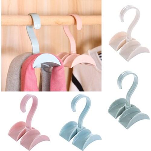 Creative Wardrobe Organizer Rotated Storage Rack Home Nail-Free Hook Tie Bags Clothing Hook Plastic Holder Clothing Hanger