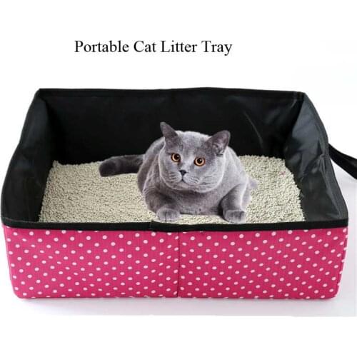 Folding Travel Pet Cat Litter Box Dog Toilet Tray Folding Cat Litter Bedpan Waterproof Outdoor Folding Cat Litter Box