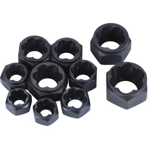 10Pcs Metal Bolt Nut Remover Extractor Kit Damaged Stripped Socket Wrench Set