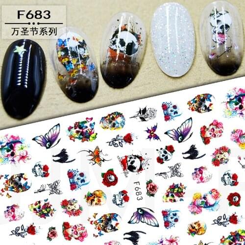 Skull Halloween Christmas Tree Adesivo Nail Art Decorations Stickers Designer Decals Manicure Nails Accesorios Supplies