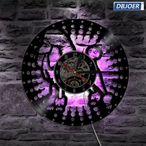 Poodle Dog Vintage Silhouette LED Backlight Modern Light Wall Vinyl Clock Color Change Home Art Decor Remote Controller