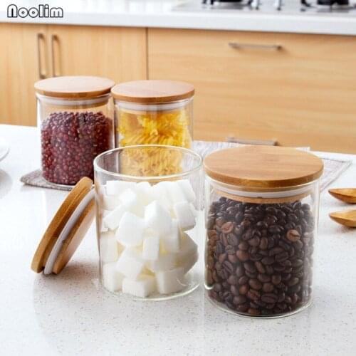 NOOLIM 1PC Glass Moisture-proof Sealed Can Grain Storage Tank Transparent Tea Jar Kitchen Food Sealed Storage Glass Bottle