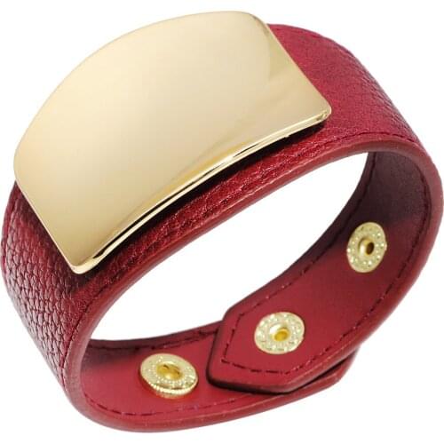 Charm Wide Black Leather Bracelets Multicolor Metal High Quality Big Alloy Wrap Bracelet Femme Wristband Jewelry