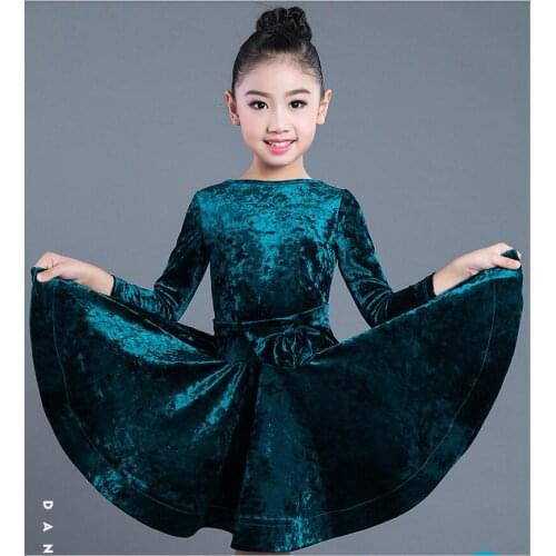 New Girls Winter Latin Dance Dress Children Dance Performance Competition Standard Dress Kids Dance Costumes
