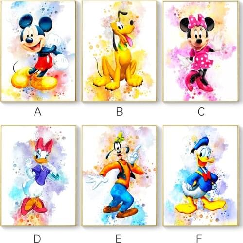 Disney Mickey Mouse and Donald Duck Poster and Prints Canvas Painting Wall Art Home Decor Pictures for Children Room Decoration