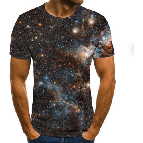 Galaxy Space Pattern Printing Casual Summer Style Fashion Printing Short-sleeved T-shirt Mens Shirt Art Street 3d T-shirts