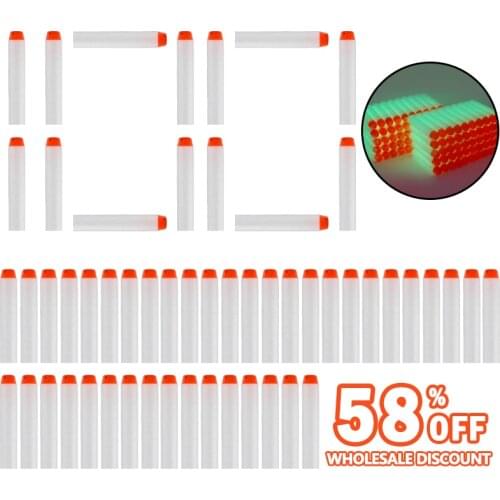 100PCS Pack Foam Bullets For Nerf Accessories White Luminous Hollow 7.2cm Refill Darts Toy Gun Bullets for Nerf Series Blasters