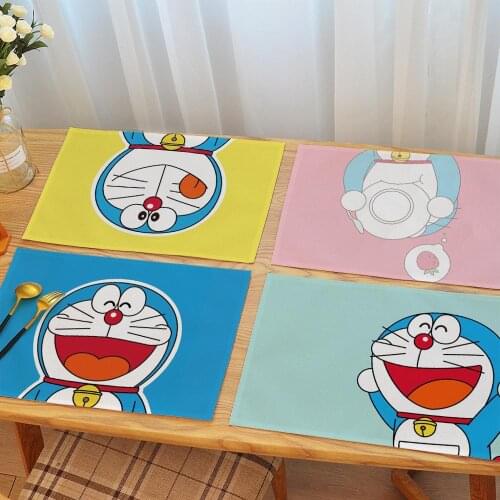 2pcs Student Doraemon Place Mats Waterproof Table Cloth Pad Kids Cartoon Dining Placemats Coasters 45X30CM