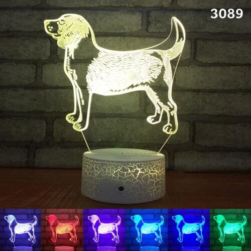3D LED Dog Lamp 7 color Change USB Night Lights Remote Touch Switch Desk Table Lamp for Kids Xmas Holiday Gift