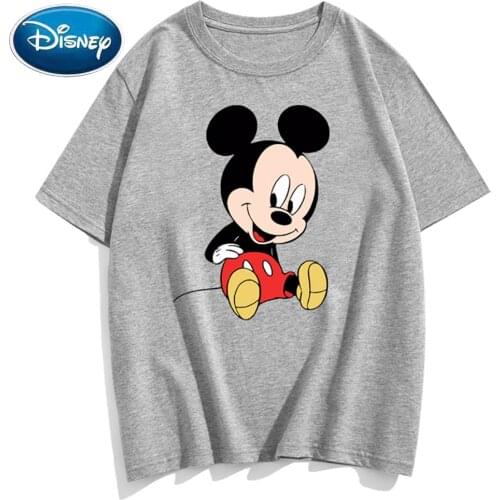 Disney T-Shirt Chic Fashion Mickey Mouse Baby Print O-Neck Pullover Tee Couples Unisex Women T-Shirt Short Sleeve Tops 10 Colors