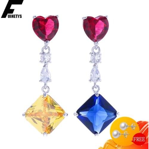 BaliJelry Fashion Women Earrings 925 Silver Jewelry Accessory Geometric Topaz Gemstone Drop Earring for Wedding Engagement Party