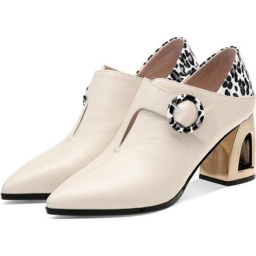 Women Pumps Fashion Mules Women Shoes Leopard print Square High Heel Pointed Toe Pu Leather Casual Classic Ladies Pumps U18-06