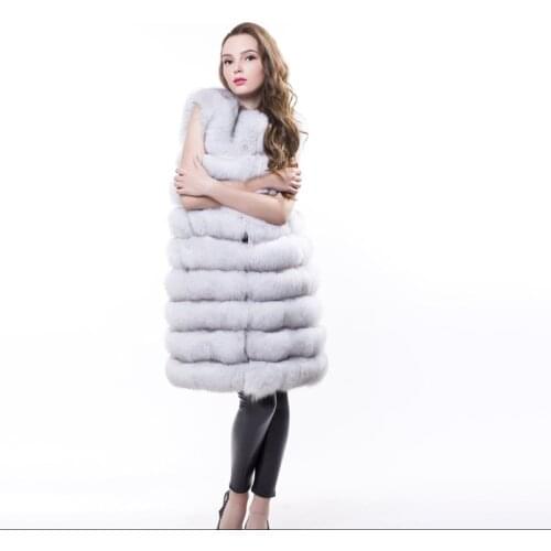 Fur Fox Fur Vest Long Female Luxury Whole Leather Horizontal Row Of Suede Vest Was Thin Autumn And Winter New Girls Coat Jacket3