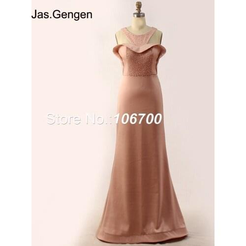 New crystal stone beading Evening Dress Crepe Ruffle robe de soiree vestidos madrinha de casamento 1151