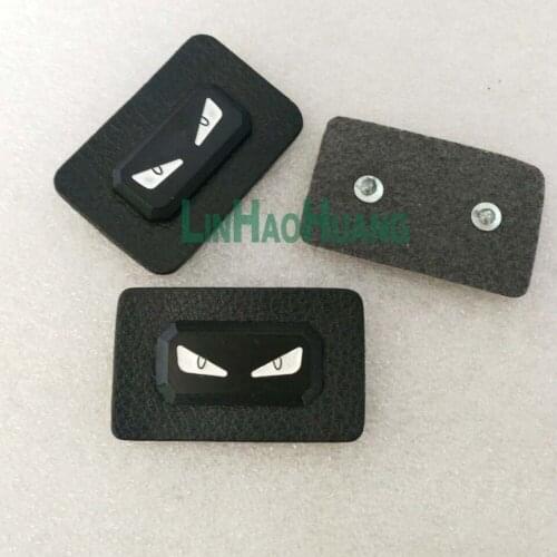 20pcs/lot blackPU leather Badge sew on label metal alloy logo matt black , white EYES for Denim sportswear free shipping