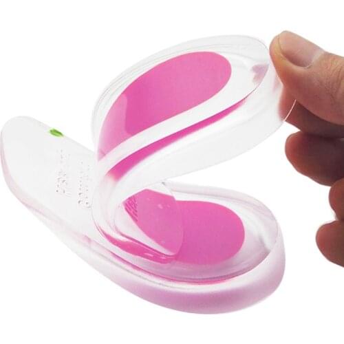 1 Pair Silicone Gel Heel Cushion U-shaped Sport Shock Absorption Inner Heightening Insoles Half Heel Cup Pad Feet Care Tool C1FF