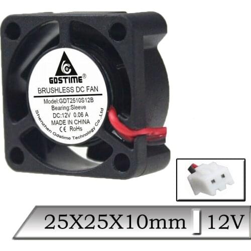 1 Pcs Gdstime 12V 25x25x10mm 25mm Mini Brushless DC Cooling Cooler Fan 2.5cm 25mmx10mm 3D Printer fan Heatsink Fan