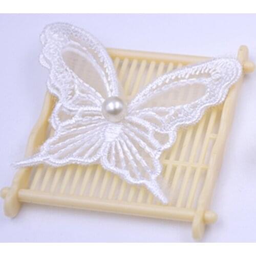 1 yards 7cm wide Beaded Double Embroidered Lace Butterfly Ribbon for Diy Hair Accessories Clothing Headdress Trim