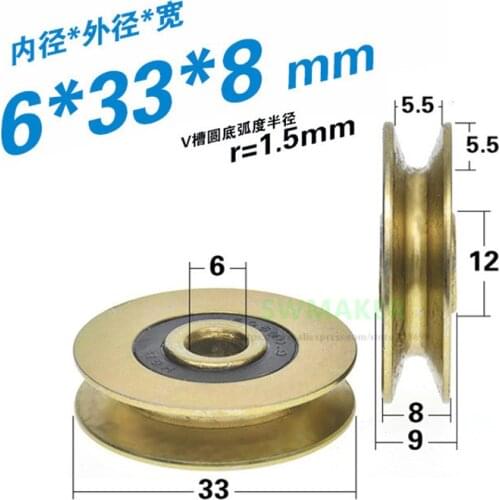 10pcs 6*33*8mm V groove, steel wire over line lifting wheel guide wheel, metal pulley bearing, mechanical rolling wheel