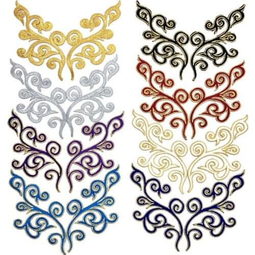 20 pairs parches ropa Flower Embroidered Patches For Clothing Iron On Patch Ethnic Cheongsam Jeans Jacket Patchwork Appliques