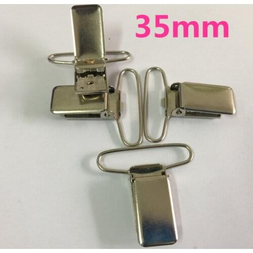 35mm 10 Pcs Silver Tone Metal Rectangle Baby Pacifier Clip Suspender Holder Crafts DIY Garment Acessories