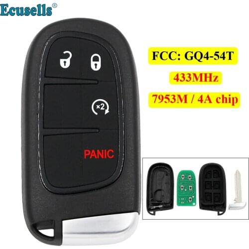 4 button Smart Remote Key Fob for Jeep Cherokee RAM 433MHz 7953M 4A Chip FCC: GQ4-54T