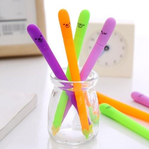 40PCS Creative Stationery Cartoon Eggplant Gel Pen Cute Expression Head Student Pen Personality Signature Pen