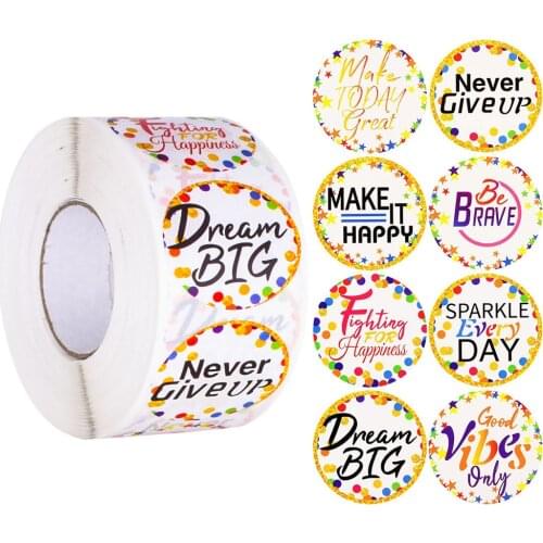 500 Pcs Reward Stickers Roll Cute Motivational Confetti Sayings Removable Stickers Label for Classroom Bulletin Board Decoration