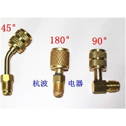 R410A adapter with liquid tube transfer leader with thimble refrigeration fittings 45 degrees /90 degrees /180