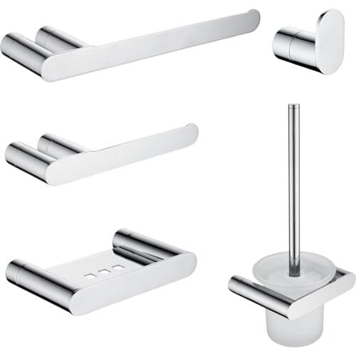 Bathroom Accessories Chrome Finish Towel Bar Robe Hook Paper Holder Toilet Brush Holder Soap Box Set Bath Hardware Sets