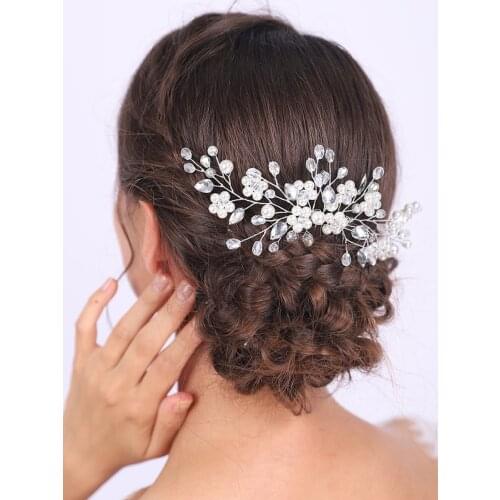 Rose Gold Silver Hair Accessories Shiny Crystal Pearls Headwear Pure Quietly Elegant Wedding Banquet Party for women Decoration