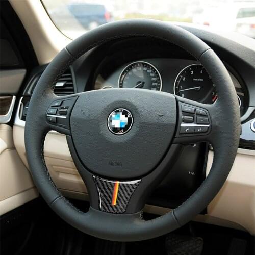 Carbon Fiber Car Interior Decoration Steering Wheel Decal Large Frame Trim Cover Stickers for BMW 5 Series F10 F18 2011-2017