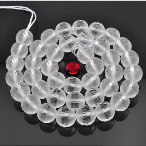 White crystal carved blurry round 10mm 15inch for DIY jewelry making loose beads FPPJ wholesale nature