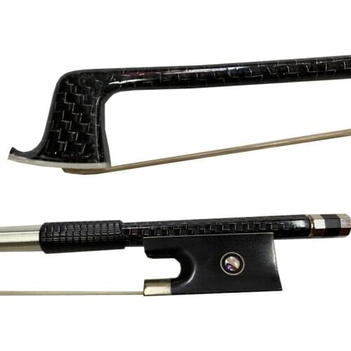 Free Shipping 1pc New 4/4 szie Carbon fiber violin bow with grillwork Ebony Frog White bow hair