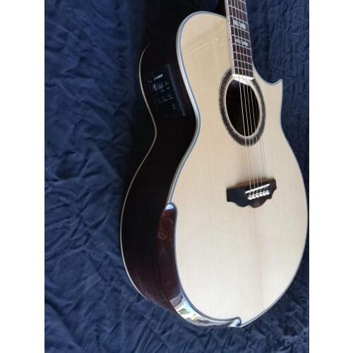Free shipping New acoustic custom guitar cutaway natural solid spruce wood armrest design guitars