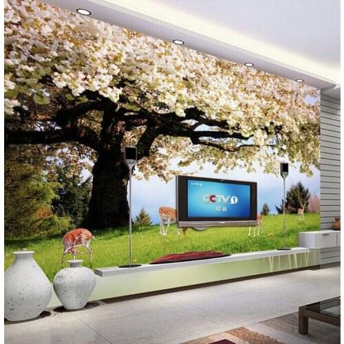 Large Custom Wallpaper Mural Modern Living Room TV Sofa Fantasy Trees Background Wallpaper Seamless Wall Cloth