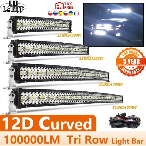 CO LIGHT 3-Row 22 32 42 50 52'' Inch Curved Led Light Bar COMBO Led Work Light Bar Driving Offroad Car Truck 4x4 SUV ATV 12V 24V
