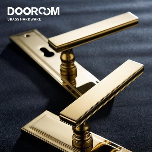 Dooroom Brass Door Lock Set Gold Modern HK American Villa Interior Room Bedroom Bathroom Dummy Door Lever Split Handle Pull