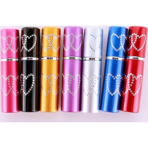 High Quality 5ml Lovely Double Love Heart Pattern Refillable Aluminum Perfume Bottle Empty Spray Atomizer Container LX1097