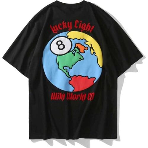Harajuku Streetwear T Shirts Men Cotton Casual Oversize Tops Tees Half Sleeve Earth Letter Print hip hop Loose Top Drop Shipping