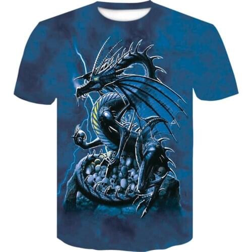 Summer Blue Dragon 3D printing T-shirt Animal Tshirt Man Hip hop Streetwear Punk O-Neck Tee Shirts high quality design t shirt