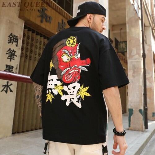 Japanese Streetwear T Shirt 2019 Summer Loose Casual Top Short Sleeve Oriental Clothes Men Hiphop Huarajuku T-Shirt KK2872