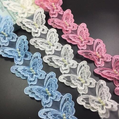 Hot Double Butterfly Lace Wedding Accessories three-dimensional Bead Butterfly hand-applique