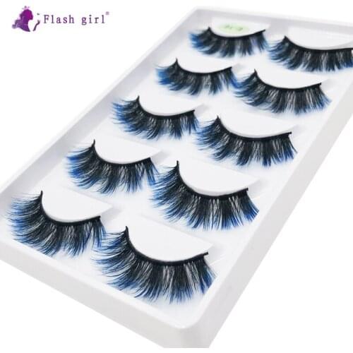 Flash Girl 5 Pairs Individual Eyelash Thick Long Lasting Mink Lashes Natural Dramatic Volume Eyelashes Extension E-16